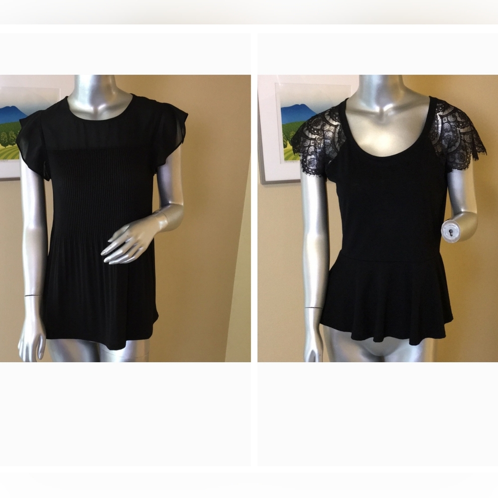 Bundle Of 2 Solid Black Short Sleeve Tops